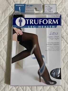 TRUFORM Lites Thigh Highs Sheer Compression Stockings MODERATE 15-20mmHg Size XL